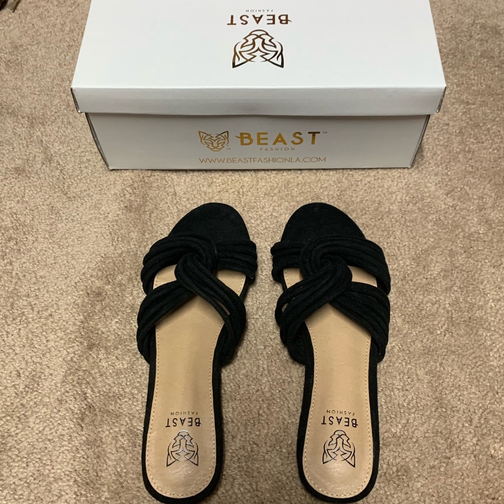 Brand new black slip on sandals